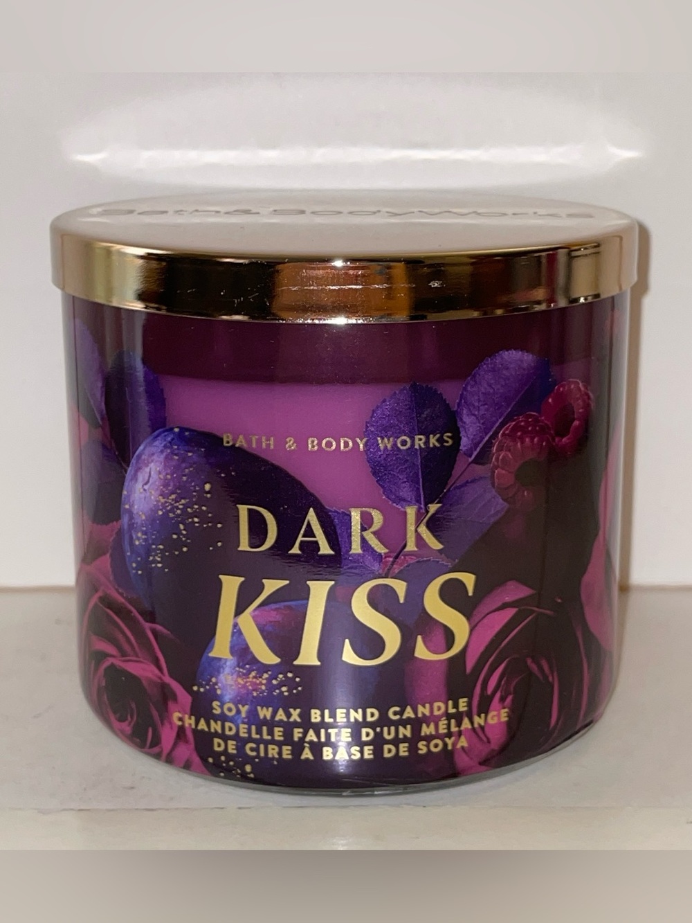 Bath & Body Works Dark Kiss Scented Candle 3 Wick Discontinued New